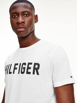 Tommy Hilfiger Lounge Logo Organic Cotton Moški Pižama Bela | TH053EIY