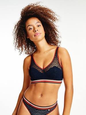 Tommy Hilfiger Mesh Padded Triangle Bralette Ženske Spodnje Perilo Modra | TH986MAD