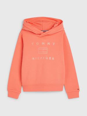 Tommy Hilfiger Metallic Logo Dekleta Pulover s kapuco Oranžna | TH761POE