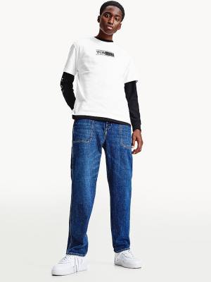 Tommy Hilfiger Metallic Logo Organic Cotton Classic Moški Majice Bela | TH190JUW