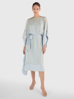 Tommy Hilfiger Metallic Stripe Kaftan Ženske Obleke Modra | TH423LOD