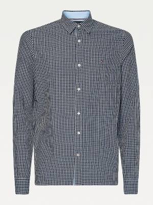 Tommy Hilfiger Micro Check Slim Fit Moški Srajce Modra | TH897BIO