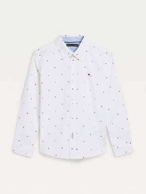 Tommy Hilfiger Micro Print Oxford Fantje Srajce Bela | TH165DFE