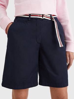 Tommy Hilfiger Mid Rise Chino Ženske Kratke Hlače Modra | TH328XOB