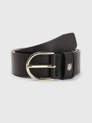 Tommy Hilfiger Monogram Leather Ženske Pas Za Hlače Črna | TH094OKN