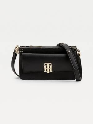 Tommy Hilfiger Monogram Lock Small Crossover Ženske Torbice Črna | TH497WUE