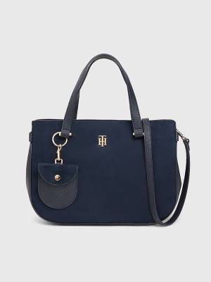 Tommy Hilfiger Monogram Plaque Satchel Ženske Torbice Modra | TH978KFZ