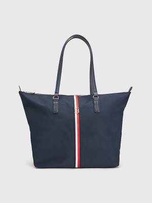 Tommy Hilfiger Nylon Signature Tote Ženske Torbice Modra | TH517YEL