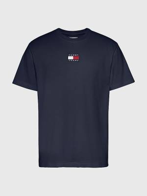 Tommy Hilfiger Organic Cotton Badge Moški Majice Modra | TH418XZT