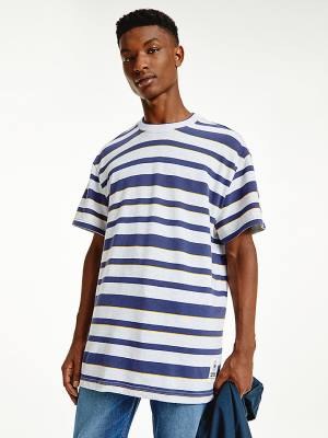 Tommy Hilfiger Organic Cotton Double Collar Stripe Moški Majice Siva | TH720YVZ