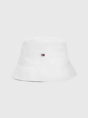 Tommy Hilfiger Organic Cotton Flag Embroidery Bucket Moški Kapa Bela | TH395CDB