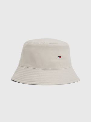 Tommy Hilfiger Organic Cotton Flag Embroidery Bucket Moški Kapa Bež | TH586QVW