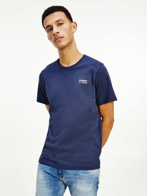 Tommy Hilfiger Organic Cotton Logo Moški Majice Modra | TH973LRC