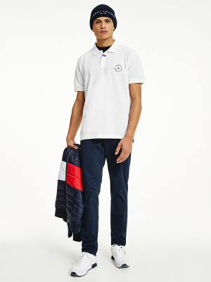 Tommy Hilfiger Organic Cotton Pique Regular Fit Moški Polo Majica Bela | TH356SLA