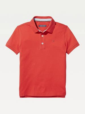 Tommy Hilfiger Organic Cotton Polo Shirt Fantje Majice Rdeča | TH892OWY