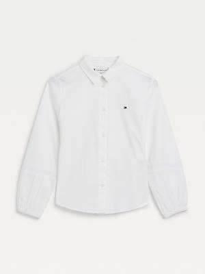 Tommy Hilfiger Organic Cotton Poplin Shirt Dekleta Majice Bela | TH710OPC