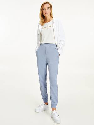 Tommy Hilfiger Organic Cotton Relaxed Fit Joggers Ženske Hlače Modra | TH945MNA