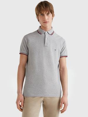 Tommy Hilfiger Organic Cotton Slim Fit Moški Polo Majica Siva | TH416QJS