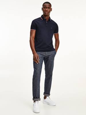 Tommy Hilfiger Organic Cotton Slim Fit Moški Polo Majica Modra | TH960NIF