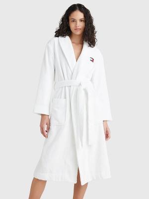 Tommy Hilfiger Organic Cotton Towelling Robe Ženske Pižama Bela | TH256HQT