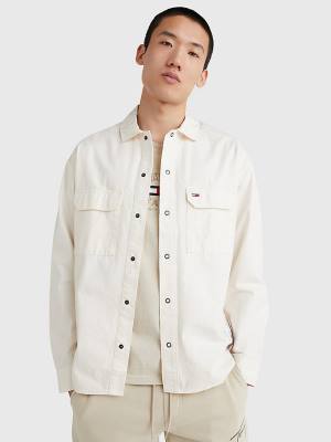 Tommy Hilfiger Organic Cotton Twill Overshirt Moški Srajce Bela | TH195PEO