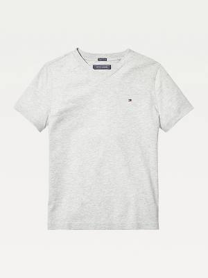 Tommy Hilfiger Organic Cotton V-Neck Dekleta Majice Siva | TH913CTR