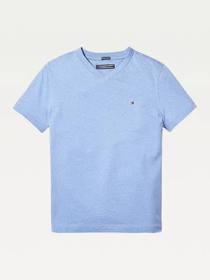 Tommy Hilfiger Organic Cotton V-Neck Fantje Majice Modra | TH387GBC