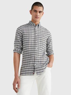 Tommy Hilfiger Plaid Check Slim Fit Oxford Moški Srajce Modra | TH453RUQ