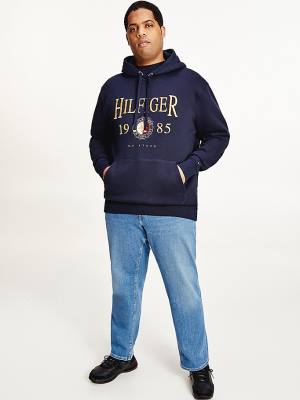 Tommy Hilfiger Plus Icons Logo Embroidery Relaxed Fit Moški Pulover s kapuco Modra | TH519INA