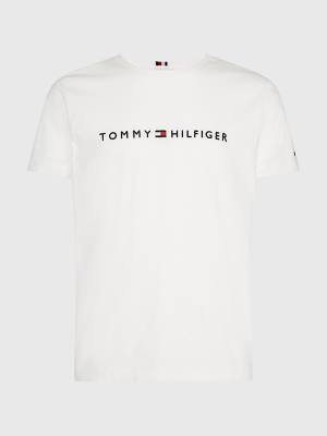 Tommy Hilfiger Plus Organic Cotton Logo Moški Majice Bela | TH469QLH