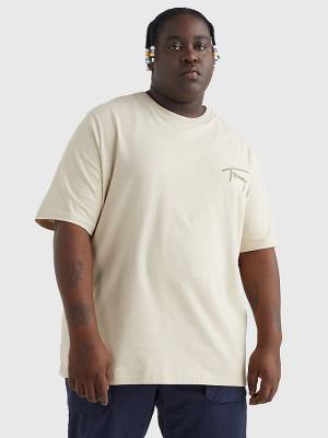 Tommy Hilfiger Plus Signature Recycled Cotton Moški Majice Bež | TH103AJH