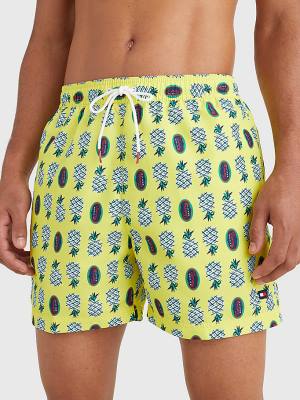 Tommy Hilfiger Print Drawstring Mid Length Shorts Moški Kopalke Rumena | TH428DEZ