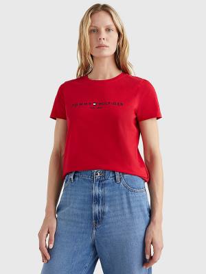 Tommy Hilfiger Pure Organic Cotton Logo Ženske Majice Rdeča | TH096VXW