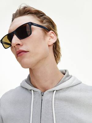 Tommy Hilfiger Rectangular Acetate Moški Sončna Očala Črna | TH417TPJ