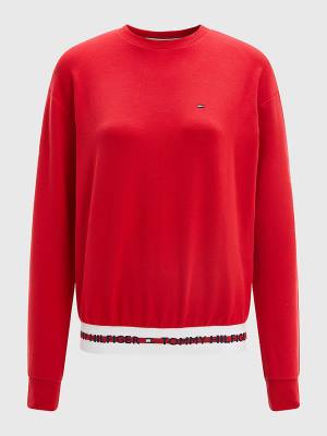 Tommy Hilfiger Repeat Logo Sweatshirt Ženske Majice Rdeča | TH097HFO