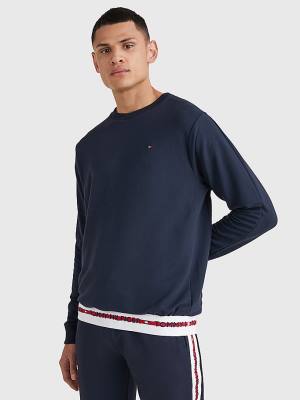 Tommy Hilfiger Repeat Logo Track Sweatshirt Moški Pižama Modra | TH579HKV