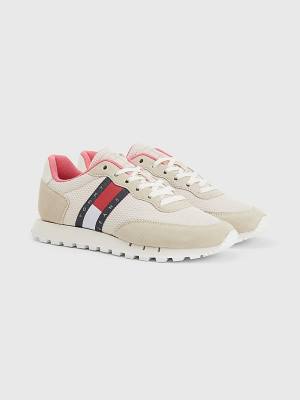 Tommy Hilfiger Retro Mixed Texture Runner Ženske Superge Bež | TH693XBL