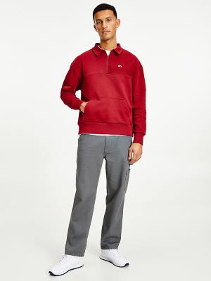 Tommy Hilfiger Reversible Relaxed Fit Half-Zip Moški Pulover Rdeča | TH953TVJ