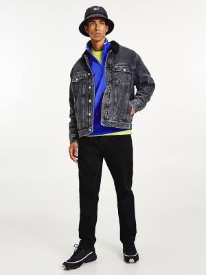 Tommy Hilfiger Sherpa-Lined Black Denim Moški Jakne Denim | TH102CNT