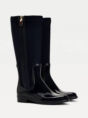 Tommy Hilfiger Signature Contrast Panel Long Rainboots Ženske Škornji Modra | TH904PGA