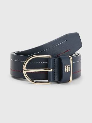 Tommy Hilfiger Signature Detailing Leather Ženske Pas Za Hlače Modra | TH316JDT