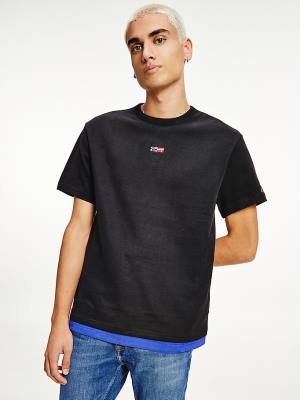 Tommy Hilfiger Signature Graphic Moški Majice Črna | TH293ORQ