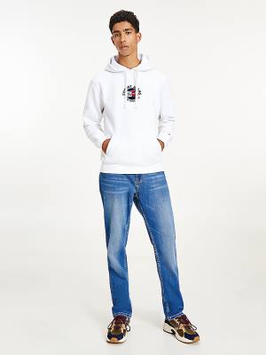 Tommy Hilfiger Signature Logo Moški Pulover s kapuco Bela | TH159QHF