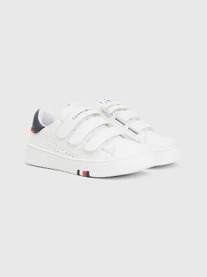 Tommy Hilfiger Signature Midsole Low-Top Fantje Superge Bela | TH185KML