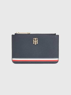 Tommy Hilfiger Signature Monogram Card Holder Ženske Denarnice Modra | TH082PRB