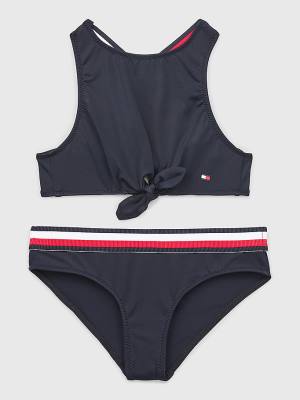 Tommy Hilfiger Signature Tape Crop Top Bikini Set Dekleta Kopalke Modra | TH328RJM