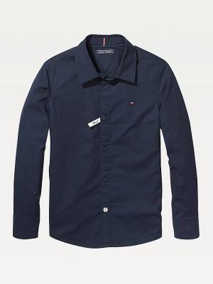 Tommy Hilfiger Slim Fit Stretch Shirt Dekleta Majice Modra | TH621ICZ