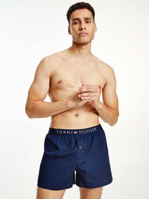 Tommy Hilfiger Smart Cotton Poplin Boxers Moški Spodnje Perilo Modra | TH205BIA