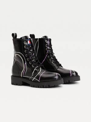 Tommy Hilfiger Splash Cleat Ankle Ženske Škornji Črna | TH402NSQ