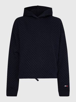 Tommy Hilfiger Sport Flocked Polka-Dot Relaxed Fit Ženske Pulover s kapuco Modra | TH954SVD